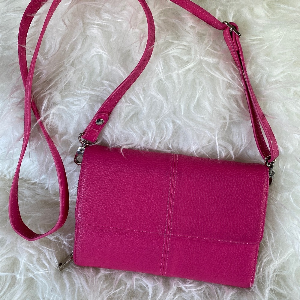 Hot pink clutch w/shoulder strap